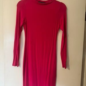 Naked Wardrobe Vibrant Red Long Sleeve Dress